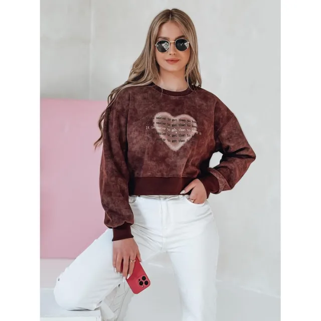 Bordová dámská tie-dye mikina s potiskem BY1463