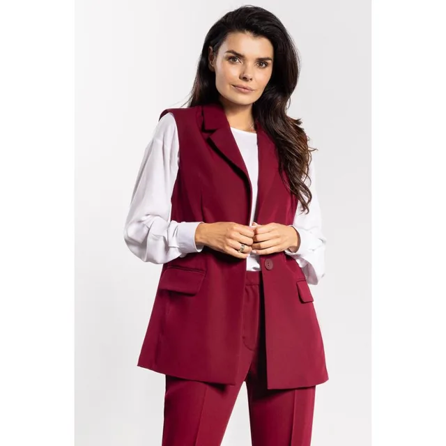 Bordová elegantní dámská vesta na knoflík