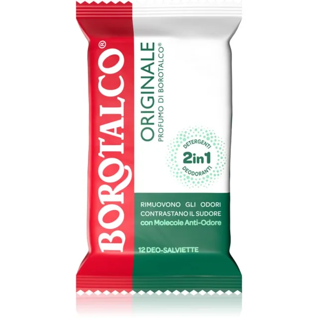 Borotalco Original Deo Wipes osvěžující vlhčené ubrousky na nohy, tělo a podpaží 12 ks
