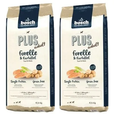 BOSCH Plus Pstruh a brambory 25 kg (2 x 12,5 kg)