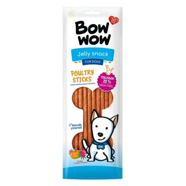 BOW WOW Jelly snack Drůbeží tyčinky pamlsky pro psy 65 g