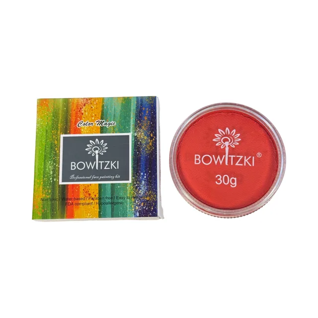 Bowitzki 30 g profesionální barva na obličej, barva na tělo, na vodní bázi, bezpečná pro děti i dospělé, jednobarevná, barva oranžová 30g (lehce popraskané)