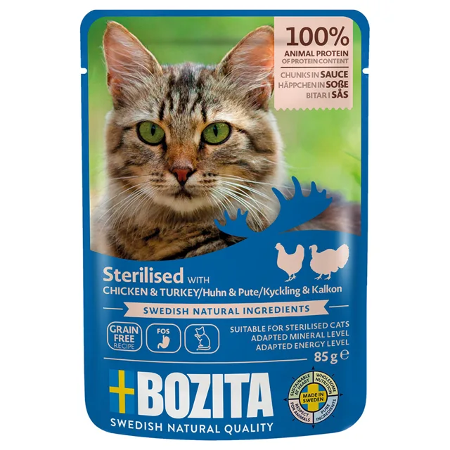 Bozita kousky v omáčce Sterilised 12 kapsiček (12 x 85 g) - sobí