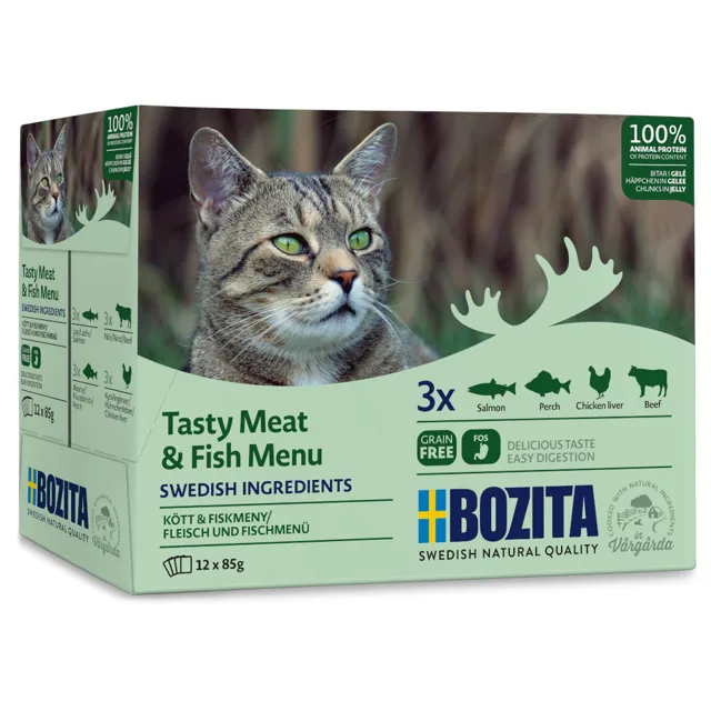 Bozita kousky v želé kapsička 12 kapsiček (12 x 85 g) - míchané balení masové menu (3 druhy)