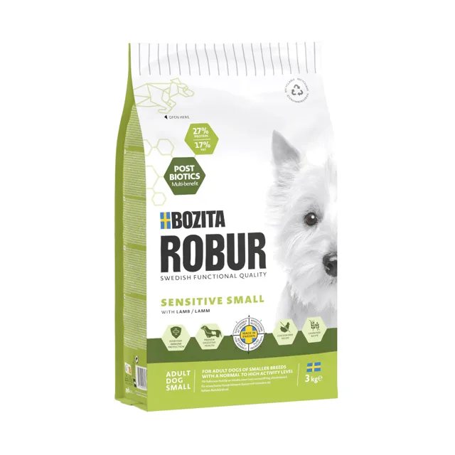 Bozita Robur Sensitive pro dospělé psy malých plemen, jehněčí - Výhodné balení: 2 x 3 kg