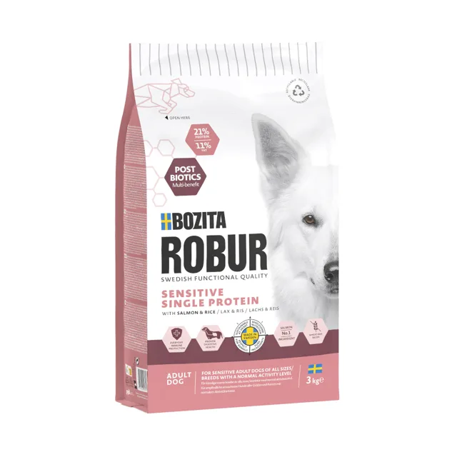 Bozita Robur Sensitive Single Protein losos & rýže - 3 kg
