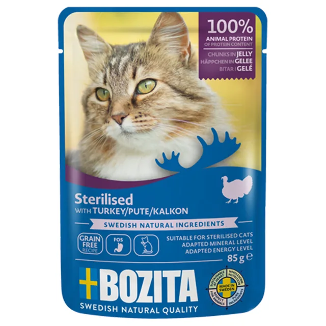 Bozita Sterilised kousky v želé 12 kapsiček (12 x 85 g) - míchané balení masové menu