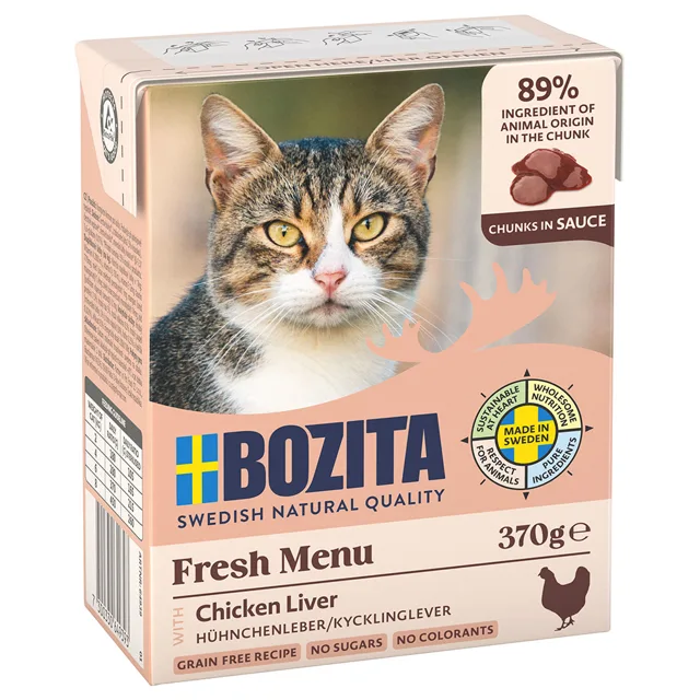 Bozita Tetra kousky v omáčce 24 x 370 g - kuřecí játra v omáčce