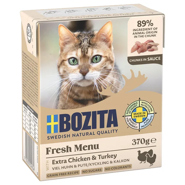 Bozita Tetra kousky v omáčce 6 x 370 g - kuře & krůta