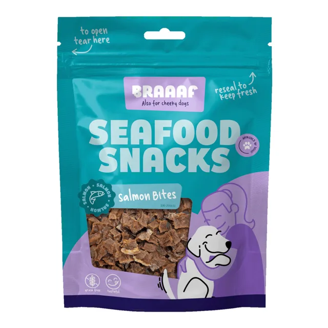 Braaaf Seafood Snacks s lososem - výhodné balení: 2 x 70 g