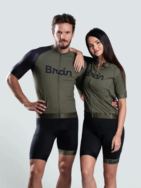 Brain unisex cyklistický set, dres a kraťasy, zelený Velikost: S