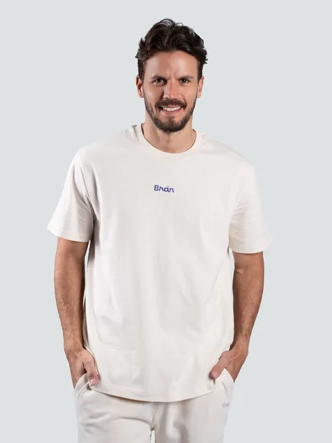 Brain unisex tričko, krémové Velikost: M