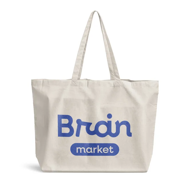 BrainMarket plátěná taška z bavlny, modrý potisk