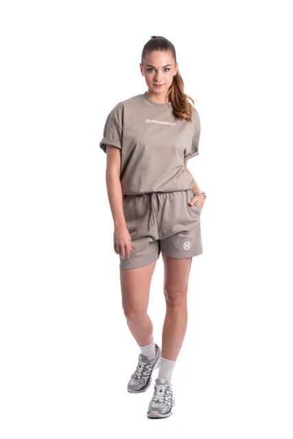 BrainMax bavlněné oversized triko & kraťasy set, šedá Velikost: L