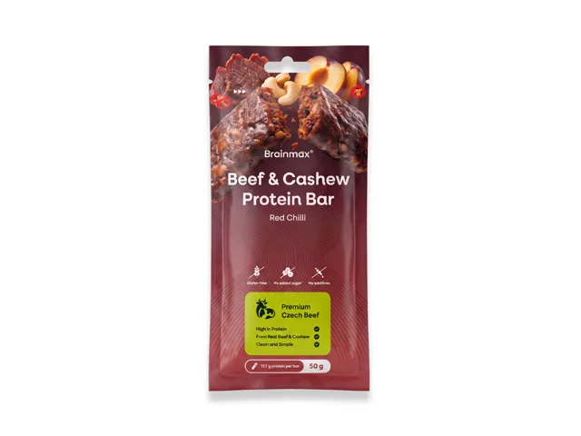 BrainMax® Beef & Cashew Protein Bar, Red Chilli, 50 g