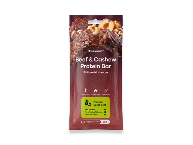 BrainMax® Beef & Cashew Protein Bar, Shiitake Mushroom, 50 g