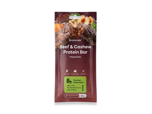 BrainMax® Beef & Cashew Protein Bar, Vegetables, 50 g