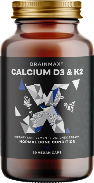 BrainMax Calcium D3 & K2, 30 rostlinných kapslí