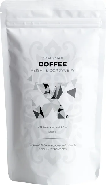 BrainMax Coffee Reishi & Cordyceps, káva s houbami, BIO, 200 g