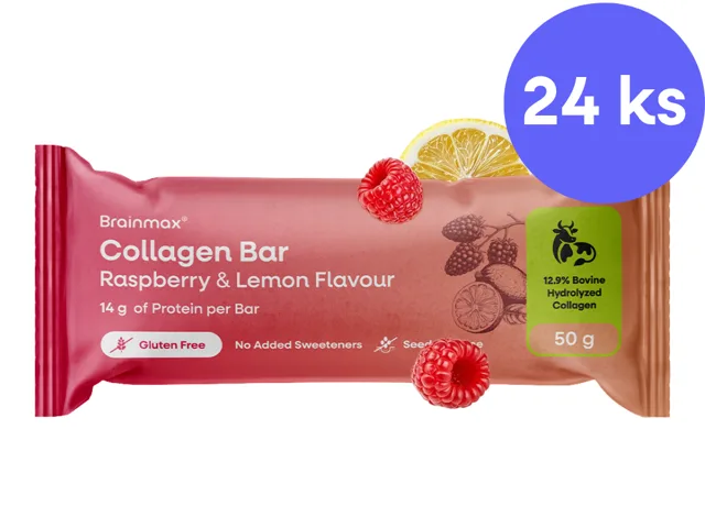 BrainMax® Collagen Bar, Raspberry & Lemon, 24 x 50 g