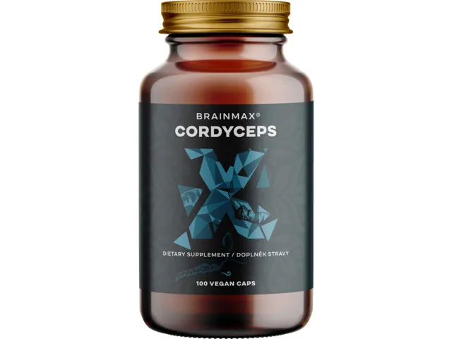 BrainMax Cordyceps extrakt, 50% koncentrace polysacharidů a 20 % β-1,3/1,6 D-glukanů, 500 mg, 100 rostlinných kapslí