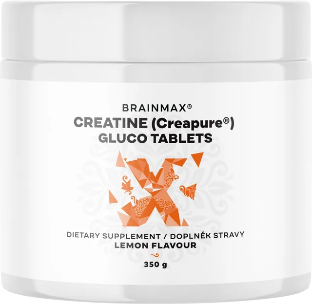 BrainMax Creatine® Creapure® Gluco tablets, Lemon, Kreatin monohydrát tablety, Citrón, 350 g, 115 tablets