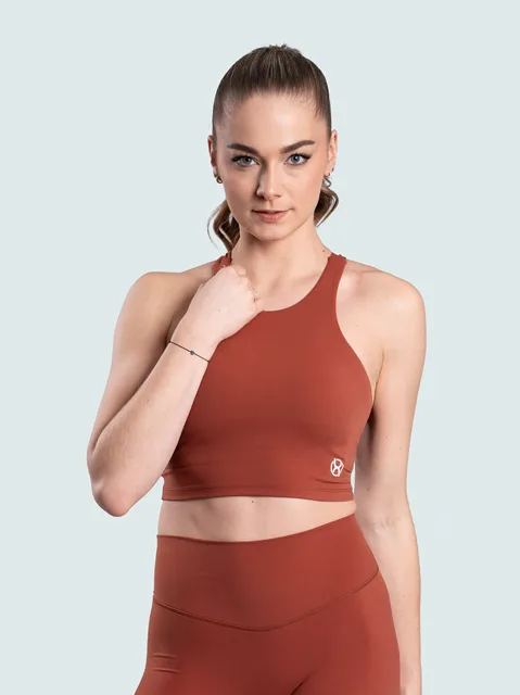 BrainMax dámský sportovní crop top, hnědý Velikost: M
