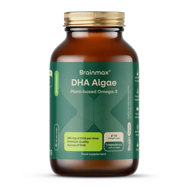 BrainMax DHA Algae, 250 mg, 60 rostlinných softgelových kapslí