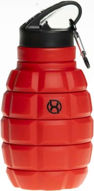 BrainMax Grenade bottle, skládací silikonová láhev na vodu, 580 ml Barva: Červená
