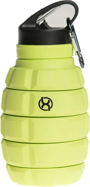BrainMax Grenade bottle, skládací silikonová láhev na vodu, 580 ml Barva: Zářivě zelená