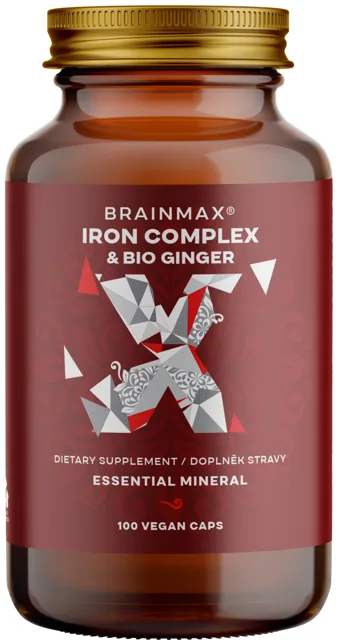 BrainMax Iron Complex®, železo bisglycinát, 25 mg, 100 rostlinných kapslí