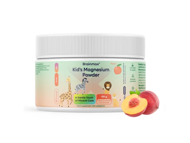 BrainMax® Kid’s Magnesium Powder, Peach, 150 g