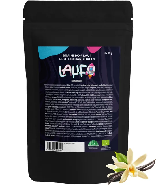 BrainMax LAUF® Protein Carb Balls, Proteinové-sacharidové kuličky, BIO, 8 ks