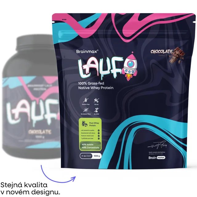 BrainMax LAUF® Protein, nativní syrovátkový protein, 1000 g Příchuť: Čokoláda