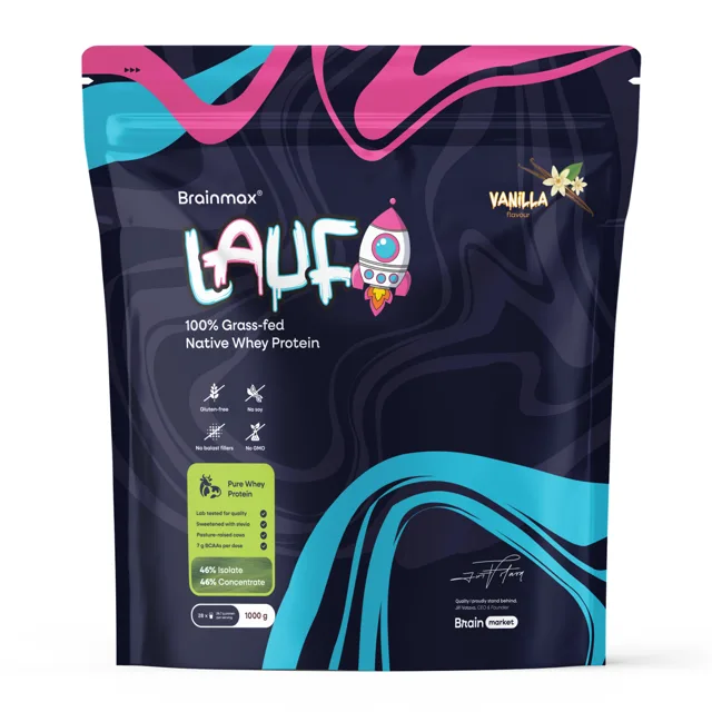 BrainMax LAUF® Protein, nativní syrovátkový protein, 1000 g Příchuť: Vanilka