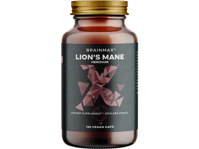 BrainMax Lion's Mane (Hericium) extrakt, 50% polysacharidů a 20% glukanů (beta-1,3/1,6 D-glukanů), 400 mg, 120 rostlinných kapslí