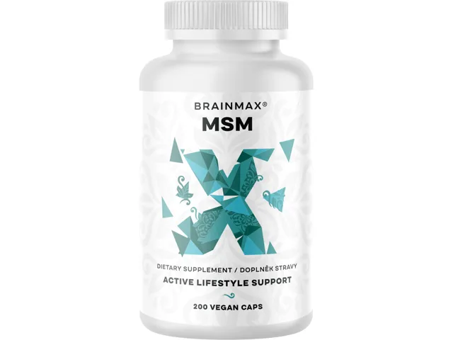 BrainMax MSM, 800 mg, 200 rostlinných kapslí