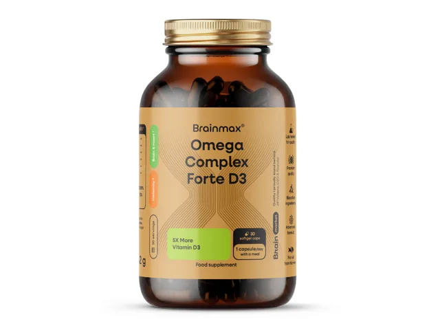 BrainMax® Omega Complex Forte D3, 30 softgel kapslí