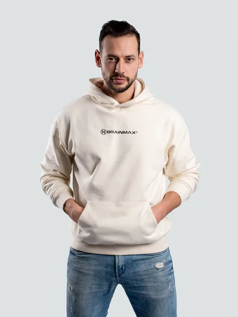 BrainMax pánská mikina s kapucí, krémová Velikost: S