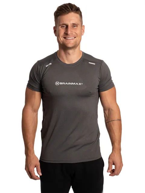 BrainMax pánské fitness triko, šedé Velikost: M