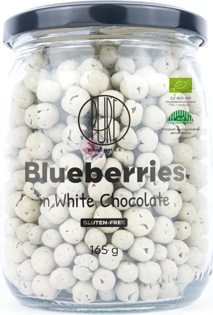 BrainMax Pure® Blueberries in White Chocolate, Lyofilizované borůvky v bílé čokoládě, BIO, 165 g
