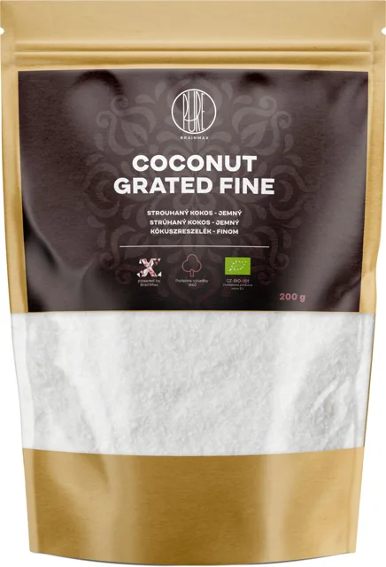 BrainMax Pure® Coconut Grated Fine, Kokos strouhaný, jemný, BIO, 200 g