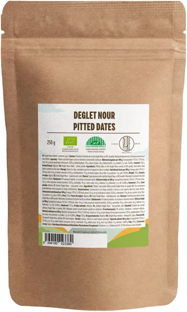 BrainMax Pure® Datle Deglet Nour sušené BIO, vypeckované, 250 g