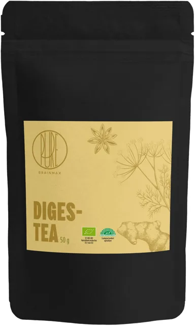 BrainMax Pure® DIGES-TEA, bylinný čaj pro dobré trávení, 50 g, BIO Objem: 50 g