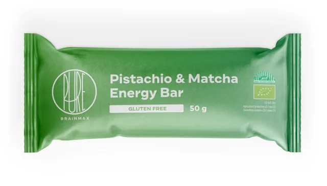 BrainMax Pure® Energy Bar, pistácie a matcha, BIO, 50 g