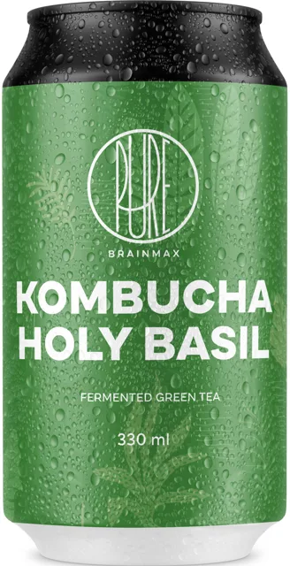 BrainMax Pure® Kombucha Holy Basil, Kombucha, bazalka, 330 ml