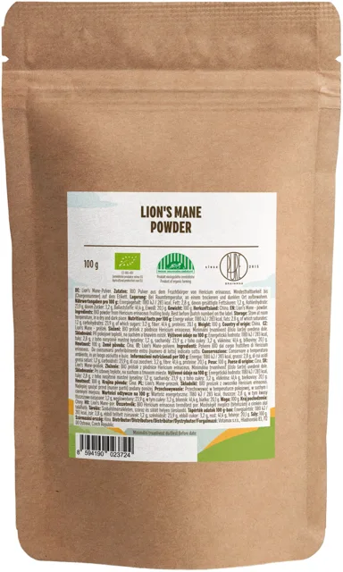 BrainMax Pure® Lion's Mane (Hericium) prášek BIO, 100g