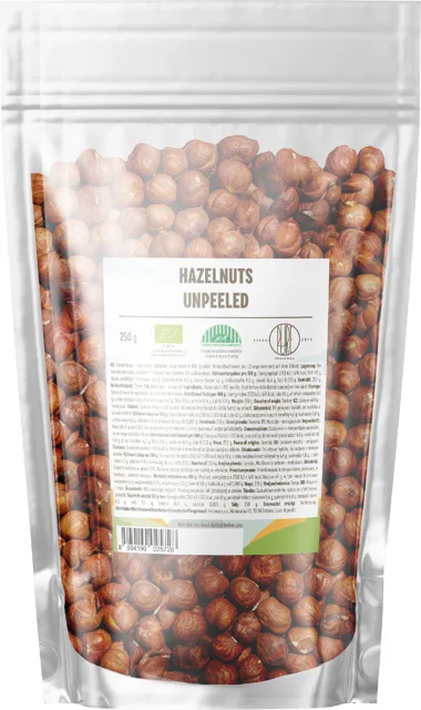 BrainMax Pure® Lískové oříšky, neloupané, BIO, 250 g