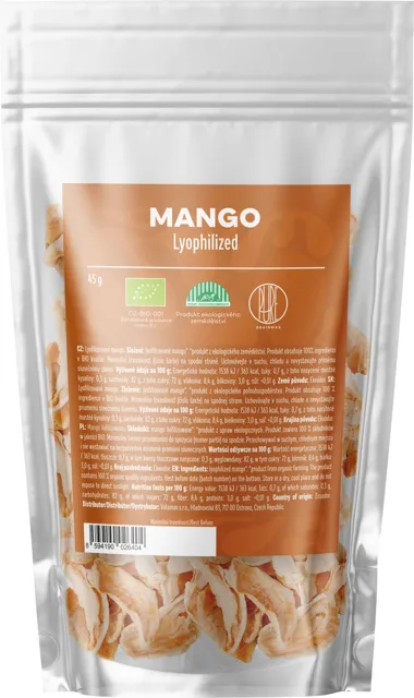 BrainMax Pure® Lyophilized Mango, Lyofilizované mango, BIO, 45 g