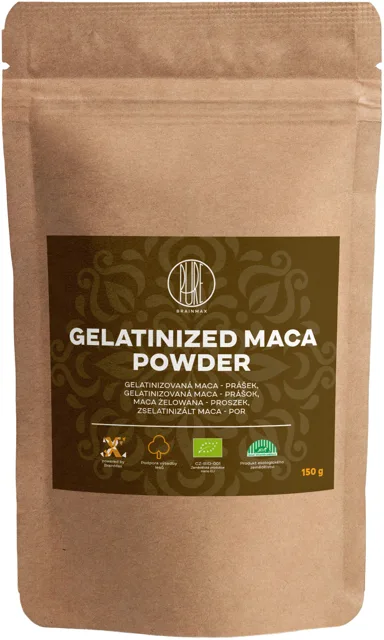 BrainMax Pure® Maca želatinizovaná BIO prášek, 150 g